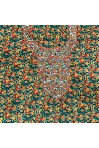 İşlemeli Hint Elbise Kumaşı 370x110cm Model 6 Yeşil