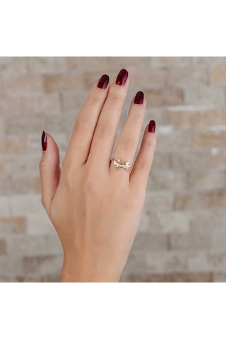 Zirkon Taşlı Kertenkele Tasarım Gold Renk 925 Ayar Gümüş Bayan Yü (429500550)