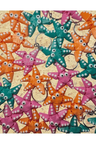Sevimli Hareketli Deniz Yıldızı Anahtarlık - 1 Adet Çok Renkli