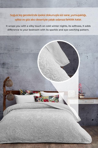 Evlen Home 3 Kg Embos Baskılı Pamela Kalın Çift Kişilik Battaniye 230x240 Cm Gri Gri