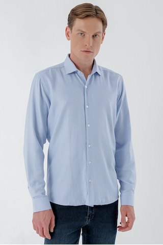 Morven Erkek Mavi Trend Baskılı Desenli İtalyan Yaka Slim Fit Gömlek 24mc004013300 Mavi