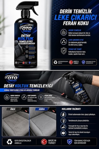 Oto Trend Detay Koltuk Temizleyici 400 Ml Araç İçi Kumaş Ve Döşeme Temizleyici, Güçlü Leke Çözücü 0