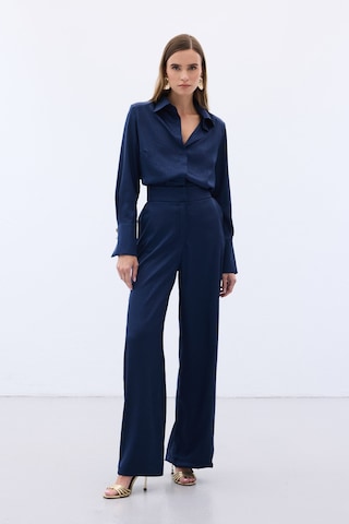 Sateen Jakarlı Pantolon - Lacivert-136611 Lacivert