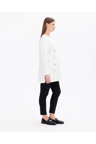 Gala-xi Büyük Beden Düğmeli Ekru Kadın Tunik 2321201034 001