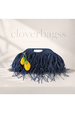 Cloverbagss Püsküllü Çanta Modeli Koyu Mavi