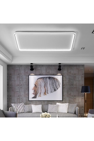 Antrasit 90x60cm 3 Işık Rengi Dikdörtgen Led Tavan Lambası,avize,modern Aydınlatma,dekoratif Işık Antrasit