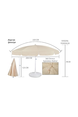 Alperensemsiyetic. 2 Metre Plaj Bahçe Teras Gölgelik Şemsiyesi Kalın Kumaş (431391516)