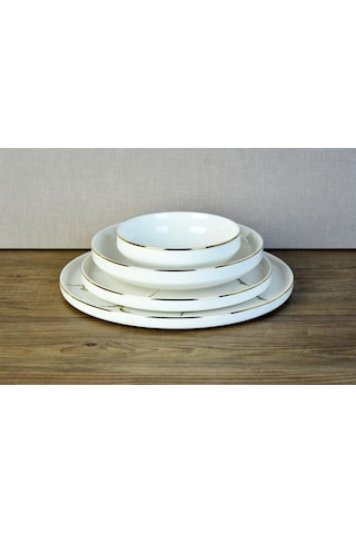 Sufii Modern 24 Parça 6 Kişilik Bone Yemek Takımı Mermer-3585 Beyaz