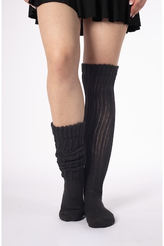 Ciho Socks Slouch 3 Çift Kadın Tozluk Dizüstü Dizaltı Kışlık Yünlü Kalın Yumuşak Çizme Bot Çorap Siyah Kahverengi Krem