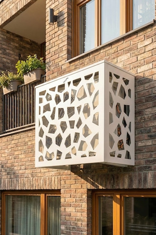 Klima Motoru/dış Ünite Gizleme/koruma Kafesi Xl 120x62x150 H Stone Beyaz
