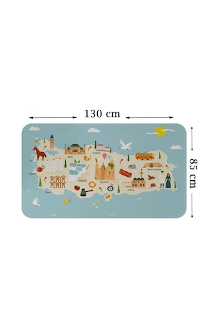 Eğitici Ve Öğretici Cocuk Odası Türkiye Haritası Duvar Sticker-85x130-3879 Çok Renkli