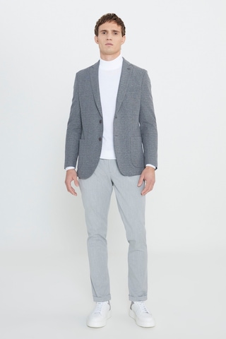 Erkek Sıyah Grı Slim Fit Dar Kesim Mono Yaka Armürlü Torba Cepli Ceket Sıyah Grı