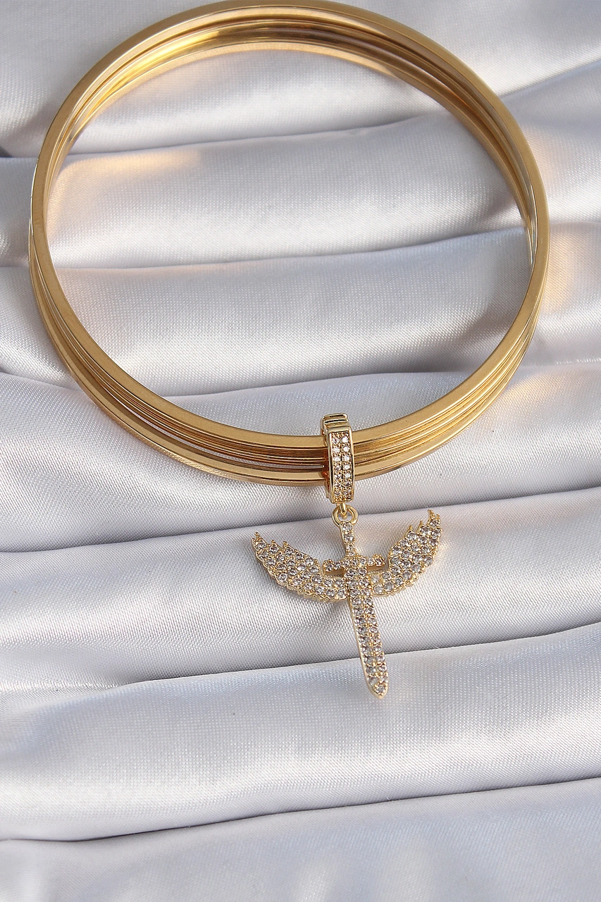 Pirinç Gold Renk Zirkon Taşlı Mikail Model Ajda Charm Diğer