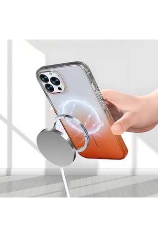 Nihcase Apple Uyumlu iPhone 14 Pro Max Kılıf Rainbow Renkli Septik Manyetik Şarj Kapak