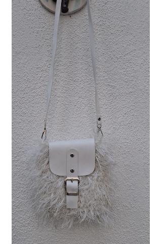 Artepieza Handmade Beyaz Shaggy Dokulu Deri Kapaklı Omuz Çantası-mini Boy Beyaz Makrome El Örgüsü Tokalı Kapaklı Çapraz Çanta 18 17 Beyaz