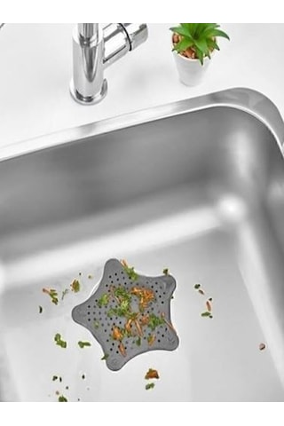 3 Adet Siyah Deniz Yıldızı Lavabo Süzgeci, Lavabo Tıkacı, Silikon Süzgeç Siyah