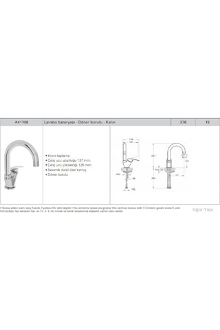 Punto Figo Lavabo Bataryası Döner Borulu A41186