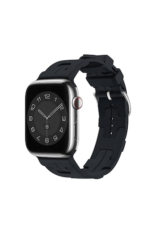 Ekılıf - Apple Uyumlu Watch 42mm - Kordon Silikon Kordon Krd-92 - Midnight