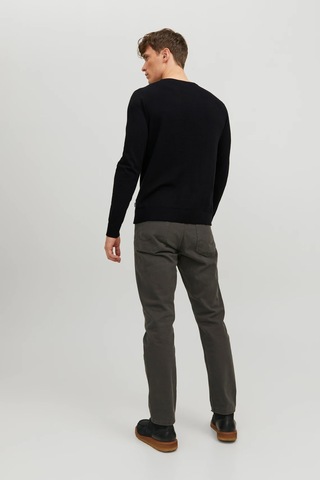 Jack & Jones Erkek Bisiklet Yaka Siyah Triko Kazak - 12208364 Siyah