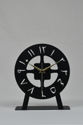 Arabic Model Metal Lazer Kesim Akar Sessiz Mekanizmalı Masa Saati Siyah