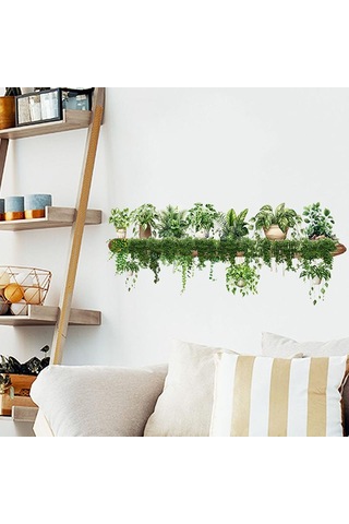 Yeşil Dereotu Yaprakları Asılı Sepet Duvar Çıkartmaları Yatak Odası Oturma Odası Duvar Güzelleştirme Yeşil Bitki Dekorasyonu Avlu Duvar Çıkartmaları Yeşil