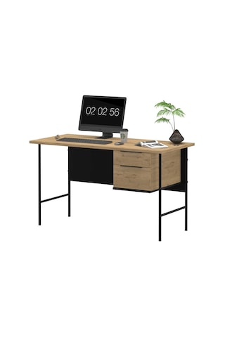 Focus Çalışma Masası Florida Meşe - Siyah 130x75x60 Cm Meşe