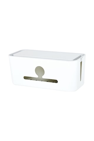 Honmex Plastik Kabloları Düzenleyici Kutusu, Beyaz Kutu Gri Kapak, Kablo Giriş-çıkış Açıklarıyla Tidy Ve Kolay Şarj