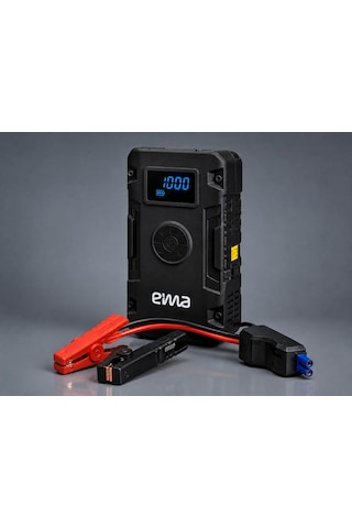Eima 10.000 Mah Akü Takviye Cihazı Powerbank Hava Kompresörlü Dijital Ekranlı siyah