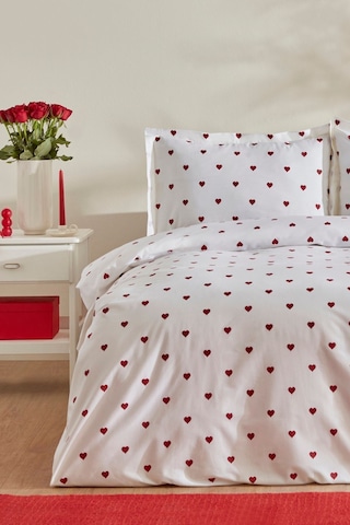 Kaşmir Home Sarah Anderson Amour Kalp Desenli Çift Kişilik Nevresim Takımı