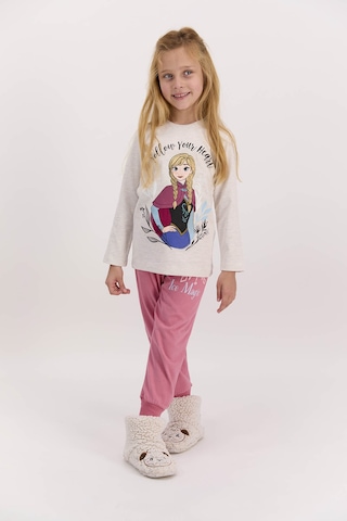 Frozen Lisanslı Follow Your Heart Kremmelanj Kız Çocuk Pijama Takımı Krem Melanj