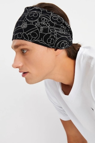 Erkek Pamuklu Penye, Kaymaz, Ultra Hafif, Spor Geniş Saç Bandı Bandana Buff - Tek Ebat / Siyah-melanj Siyah-melanj