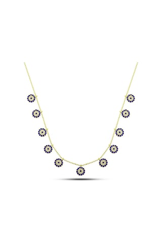 Gümüş Gold Nazarlı Şans Kadın Kolye Sl5905 Gümüş