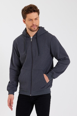 Comeor Kanguru Cepli Kapüşonlu Fermuarlı İçi Pamuklu Erkek Sweatshirt Antrasit 001 Antrasit