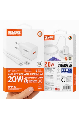 20w Hızlı Şarj Adaptörü + Lightning Kablo Seti Apple Uyumlu iPhone 14 Promax / 14 / 13 / 12 / 11 / X / 8 / 7 / 6 Serisi 20W Adaptör+1M Kablo