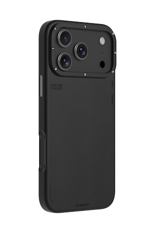 Apple Uyumlu iPhone 17 Pro Max Kılıf M-safeli Basit Mat Deri Desenli Youngkit Tech Fashion Serisi Kapak Siyah Siyah
