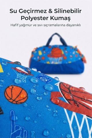 Basketbol Desenli Çocuk Spor & Seyahat Çantası 25 L Lacivert