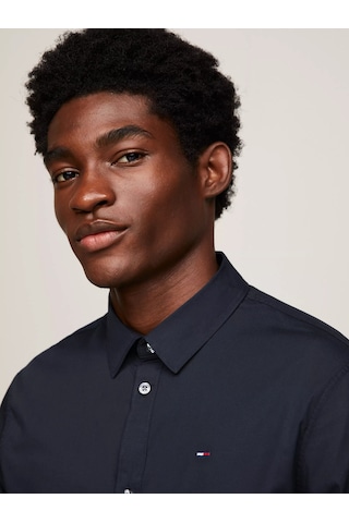 Tommy Hilfiger Tjm Orıgınal Stretch Shırt Casual Shirts Siyah