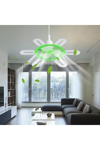 Homyl E27 Soket Fan Işık Küçük Tavan Vantilatörü Yeşil