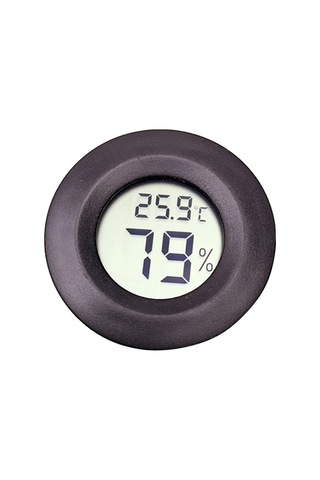 Dijital Yuvarlak Şekilli Sürüngen Kutusu Santigrat Termometre Ve Ekranlı Higrometre Siyah