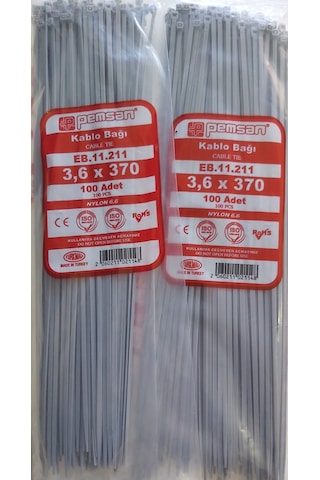 Pemsan 3.6X370 Plastik Cırt Kelepçe Kablo Bağı Gri