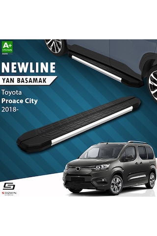 S-dizayn Toyota Proace City Uzun Şase Newline Krom Yan Basamak 213 Cm 2018 Üzeri A+ Kalite