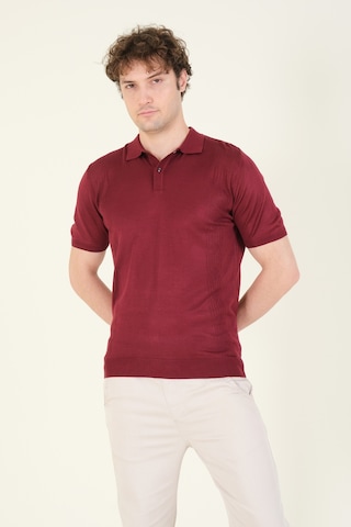 Giyim Dünyası Erkek Yanları Desenli Polo Yaka Merserize T-shirt Bordo 001