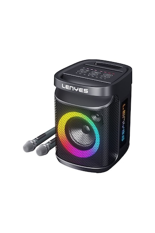 Lenyes S881 Su Geçirmez Mikrofonlu Çoklu Giriş RGB Işıklı TWS Karaoke FM Bluetooth Hoparlör