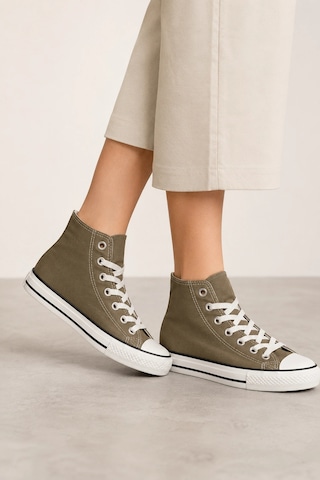 In Step Lena Haki Kanvas Bağcıklı Bilekli Kadın Sneakers