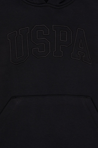 U.S. Polo Assn. Kız Çocuk Siyah Kapüşonlu Şardonlu Basic Sweatshirt 50314311-VR046