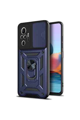 Nihcase Xiaomi Redmi Note 10 Pro Max Kılıf Magnetik Standlı Kamera Korumalı Slide Sürgülü Cover Kapak