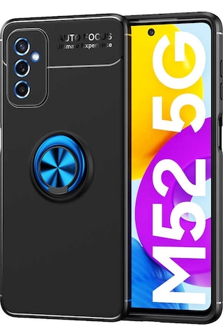 Galaxy Uyumlu M52 Kılıf Hptk Ravel Silikon Kapak - Siyah-mavi Siyah-mavi