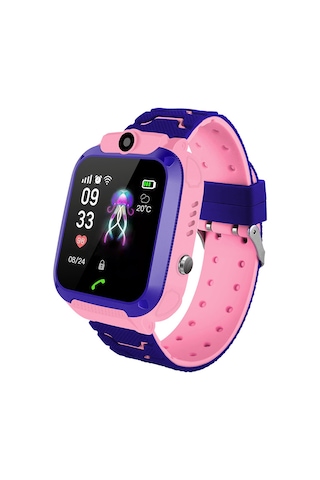 Mufunye Q12 Çocuk Akıllı Saati - Ip67 Su Geçirmez, Konum Tespiti, Tek Tuşlu Sos, Uzun Pil Ömrü, Prenses Pembe 3-12 Yaş