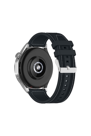 Sneezy Huawei Watch Gt5 46mm İle Uyumlu 22mm Dikiş Desenli Dokuma Silikon Kordon