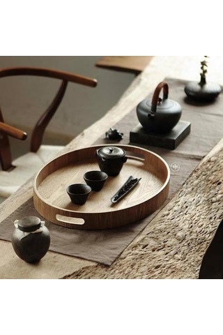 Ahşap Hizmet Tepsi Ahşap Tabak Çay Gıda Çanak İçecek Tabağı Gıda Tabağı Yemeği Sığır Eti Biftek Meyve Snack Tepsi Oval Depolama Tepsileri Ahşap - Gri